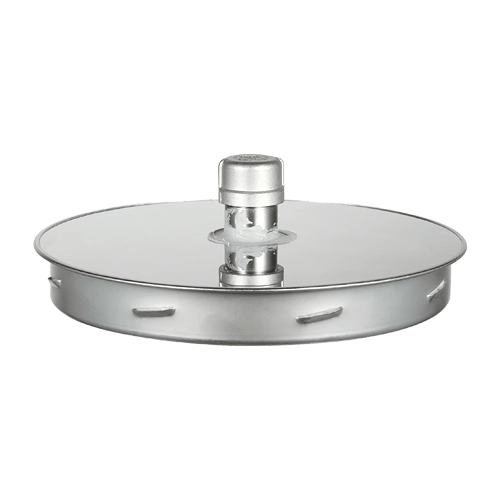 Summum Pro tee cap with drain by Cabin Depot, made of 304 stainless steel for chimney maintenance and rainwater evacuation.