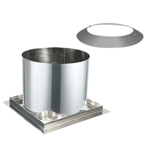 Summum Pro Firestop with Radiation Shield and Collar SC-6FRS-2, prevents contact between combustible material and chimney pipe.