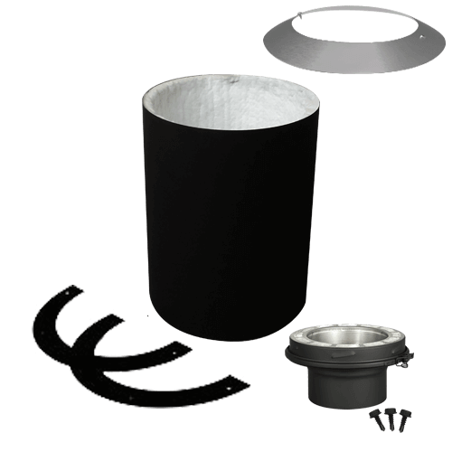 Summum Pro 16" round ceiling support kit with trims and insulated flue extension, available at Cabin Depot.