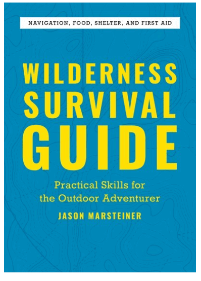 Wilderness Survival Guide book cover with tips for outdoor adventurers on navigation, food, shelter, and first aid.