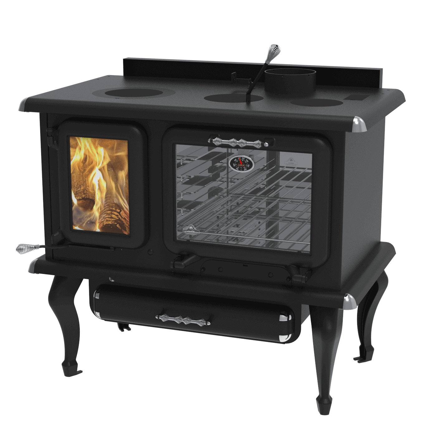 Alt Tag: J.A. Roby Marmiton wood burning cookstove for cabins, eco-friendly design, available at Cabin Depot.