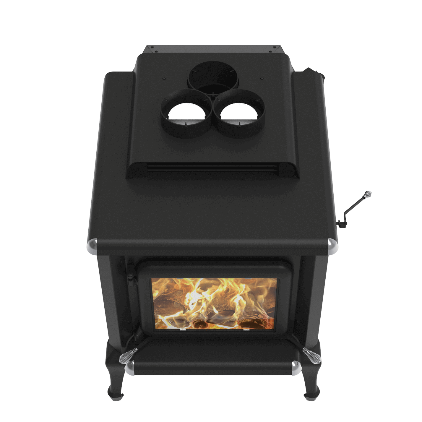 J.A. Roby Master Wood Stove - 120,000 BTU with dual duct connections, powerful blower, exclusive at The Cabin Depot.