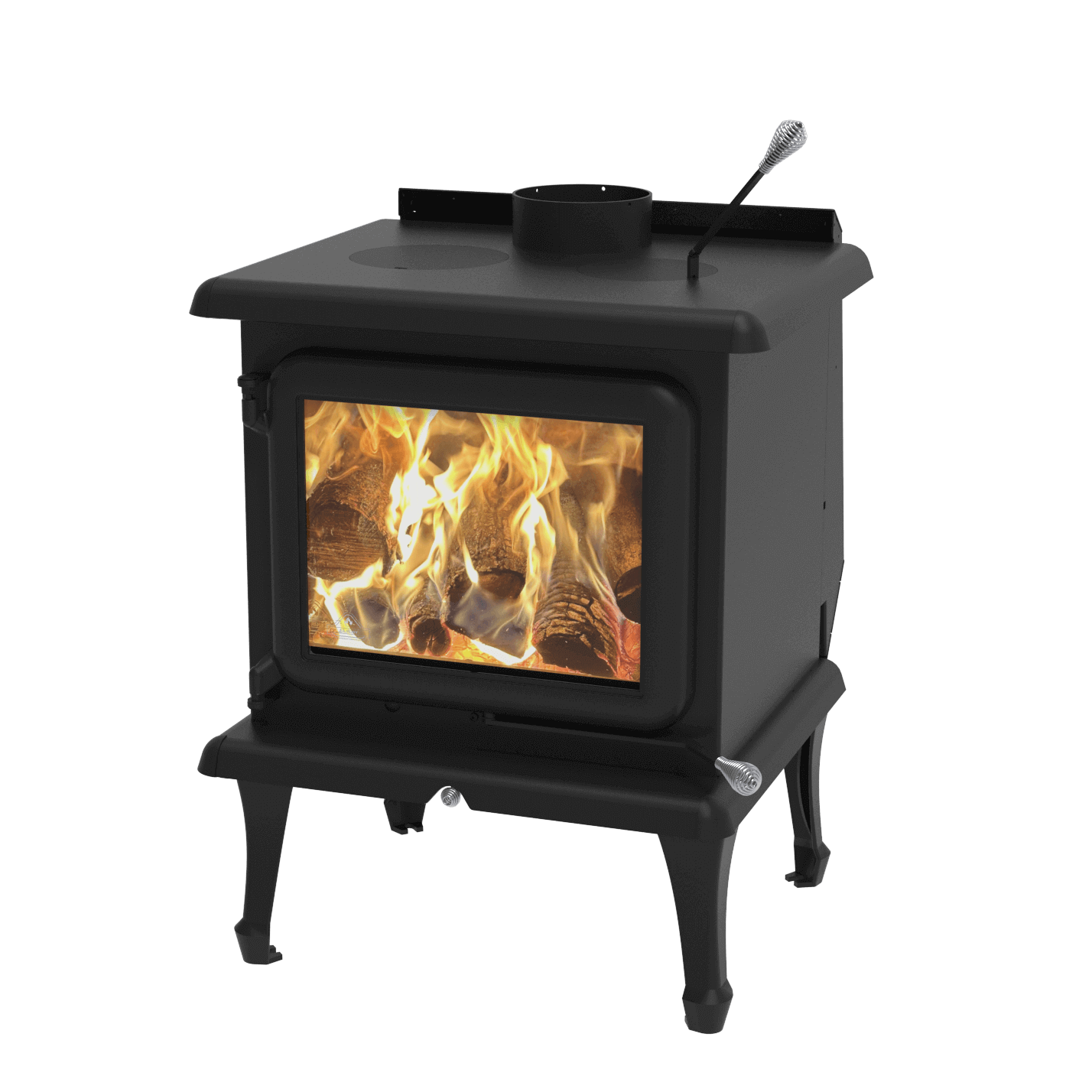 J.A. Roby Sirius Wood Stove from Cabin Depot, eco-friendly and certified for mobile homes, compact design, part of the ETOILE line.