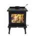 J. A. Roby Sirius Wood Stove with flames inside, part of the ETOILE line, CSA and EPA certified, suitable for mobile homes.