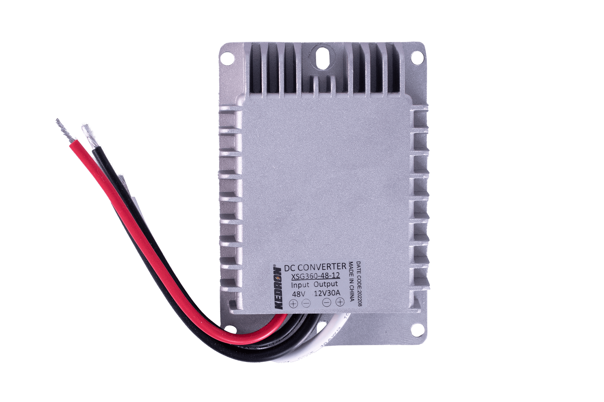 Kedron 48V to 12V 30A step down converter for efficient battery use, available at Cabin Depot