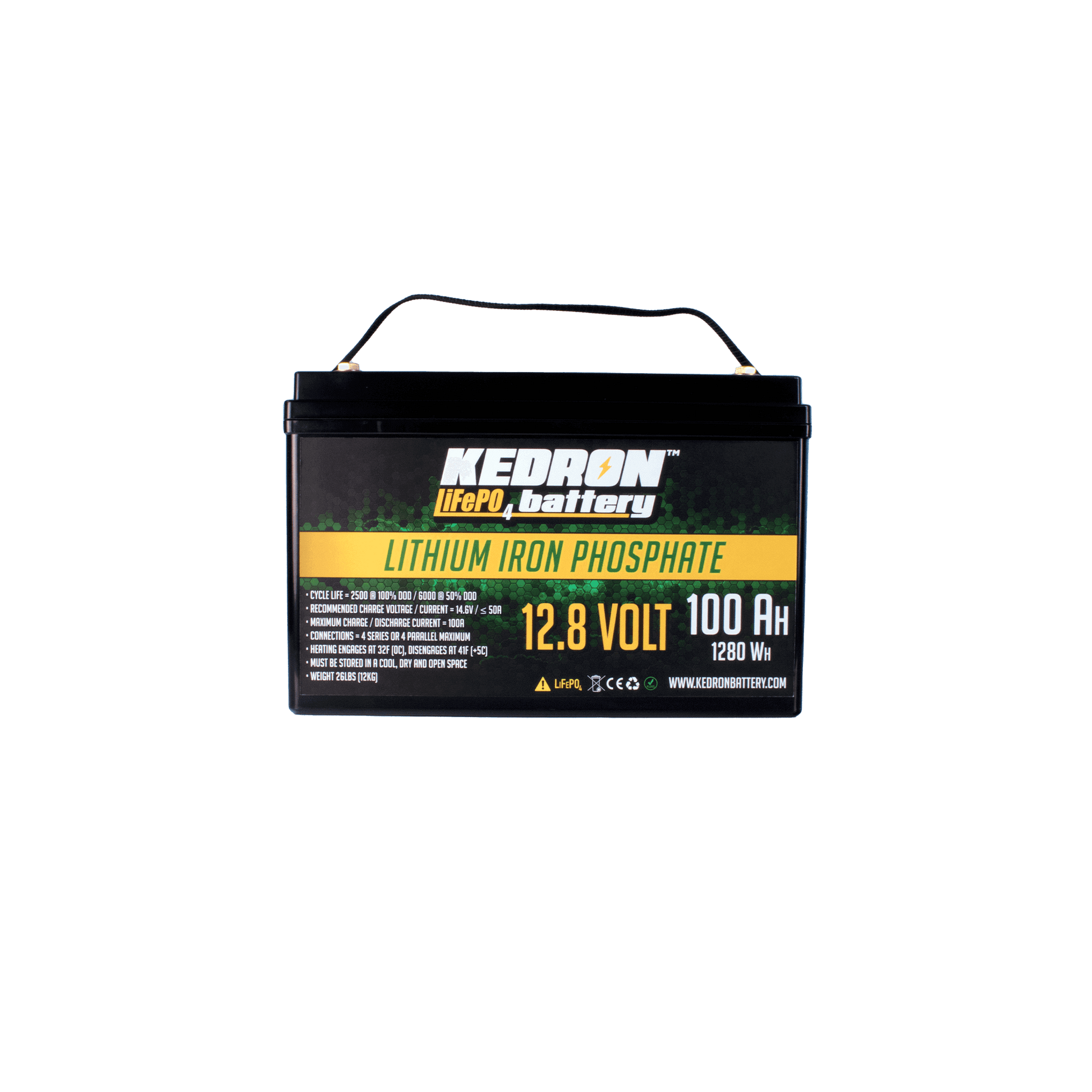 Kedron 12V 100AH LiFePO4 Battery from Cabin Depot, lightweight lithium iron phosphate with free shipping in Canada
