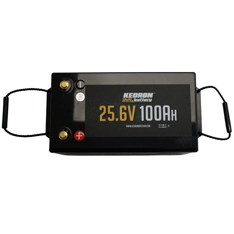 Kedron 24V 100AH LiFePO4 Battery available at Cabin Depot, lightweight and durable with long cycle life and free shipping in Canada.