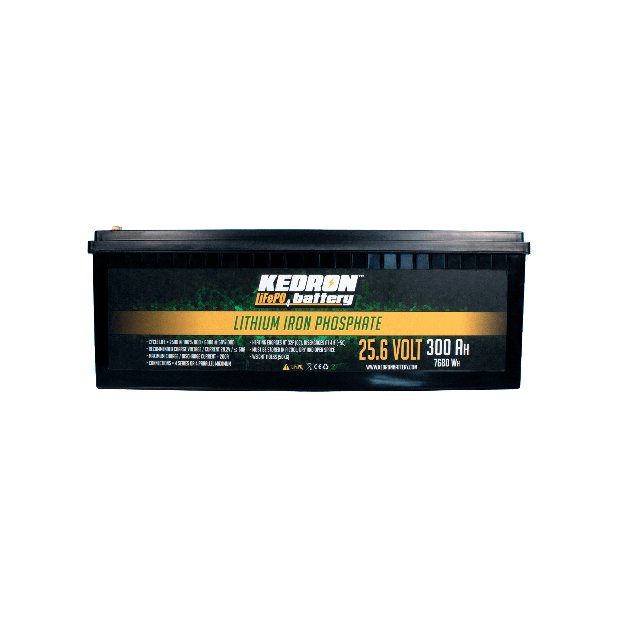 Kedron 24V 300AH LiFePO4 Battery, lightweight and durable, available at Cabin Depot. Free shipping in Canada (remote locations excluded).