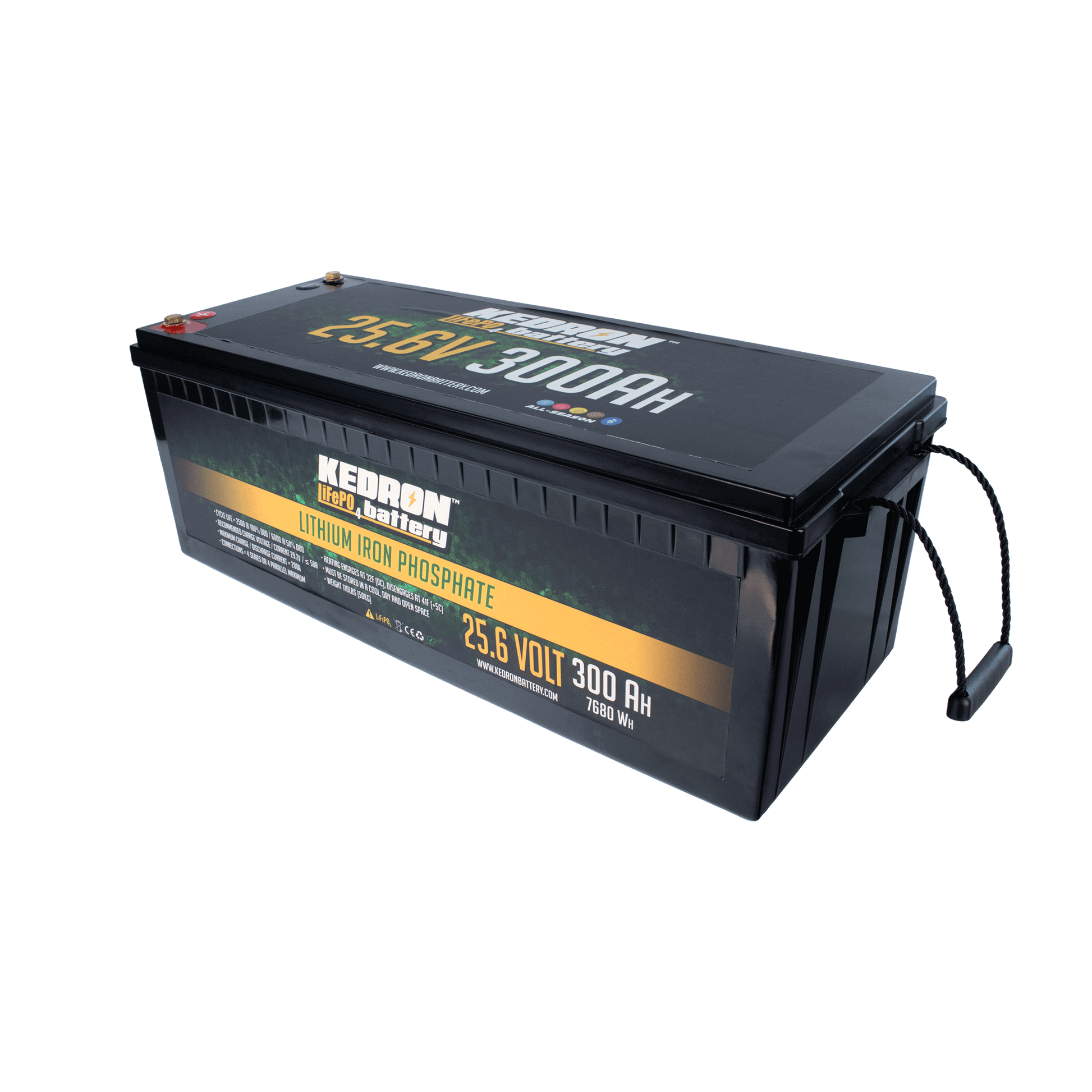 Kedron 24V 300AH LiFePO4 Battery from Cabin Depot with free shipping Canada. Lightweight and durable lithium iron phosphate battery.
