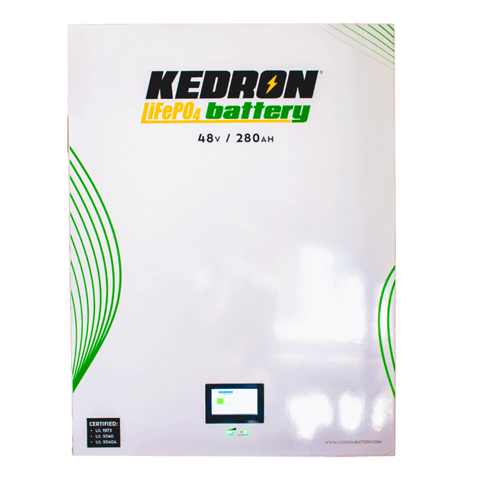 Kedron 48V 280AH LiFePO4 indoor wall mount battery with UL certifications for Canada and USA installations.