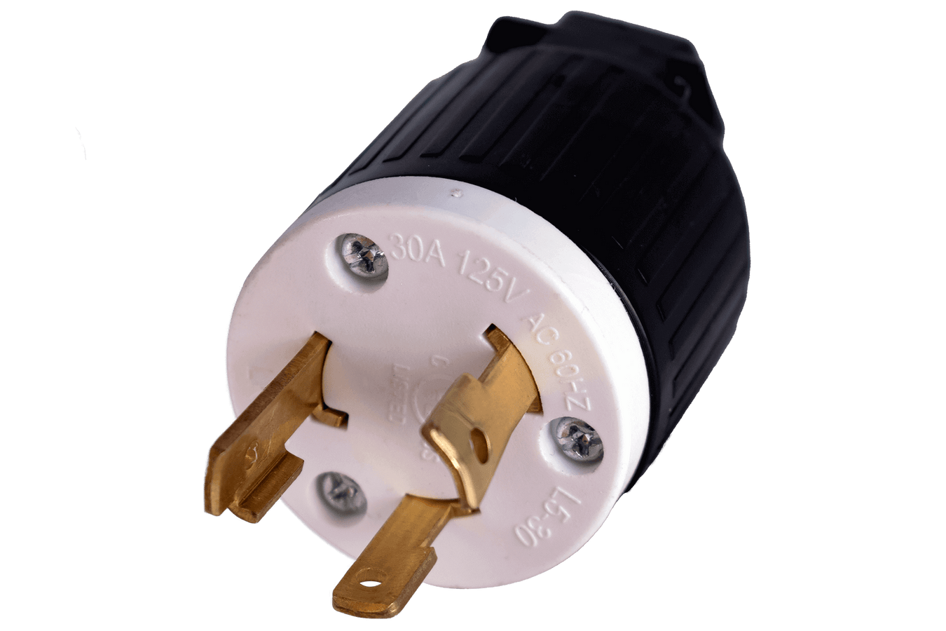 Kedron 120V AC NEMA L5-30P Twist Lock Plug for generators over 3000W, UL Certified 30A, suitable for 3-wire applications.