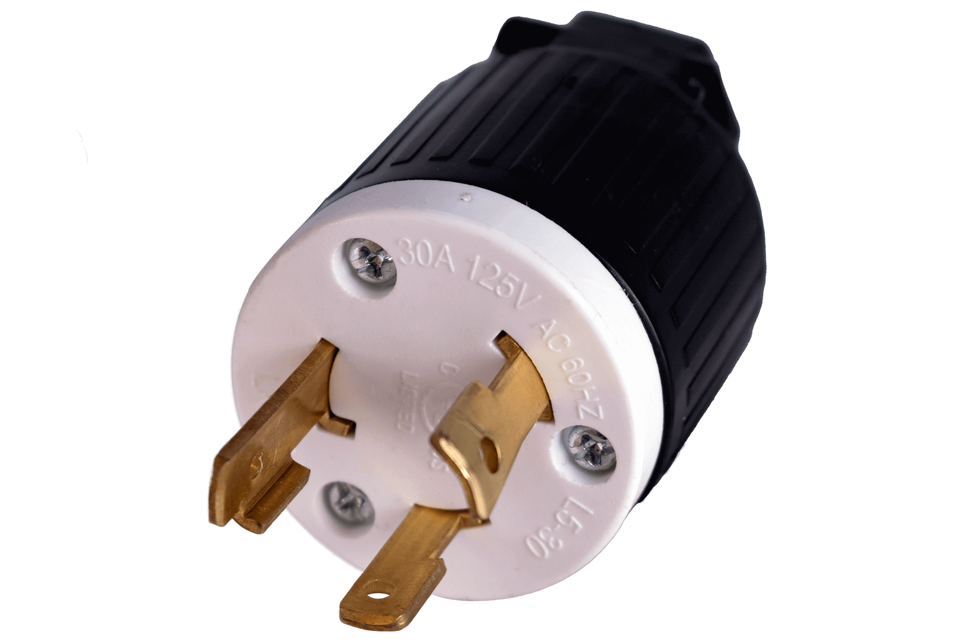 Kedron 120V AC NEMA L5-30P twist lock plug from Cabin Depot, ideal for 30A generators and 3-wire applications, UL Certified