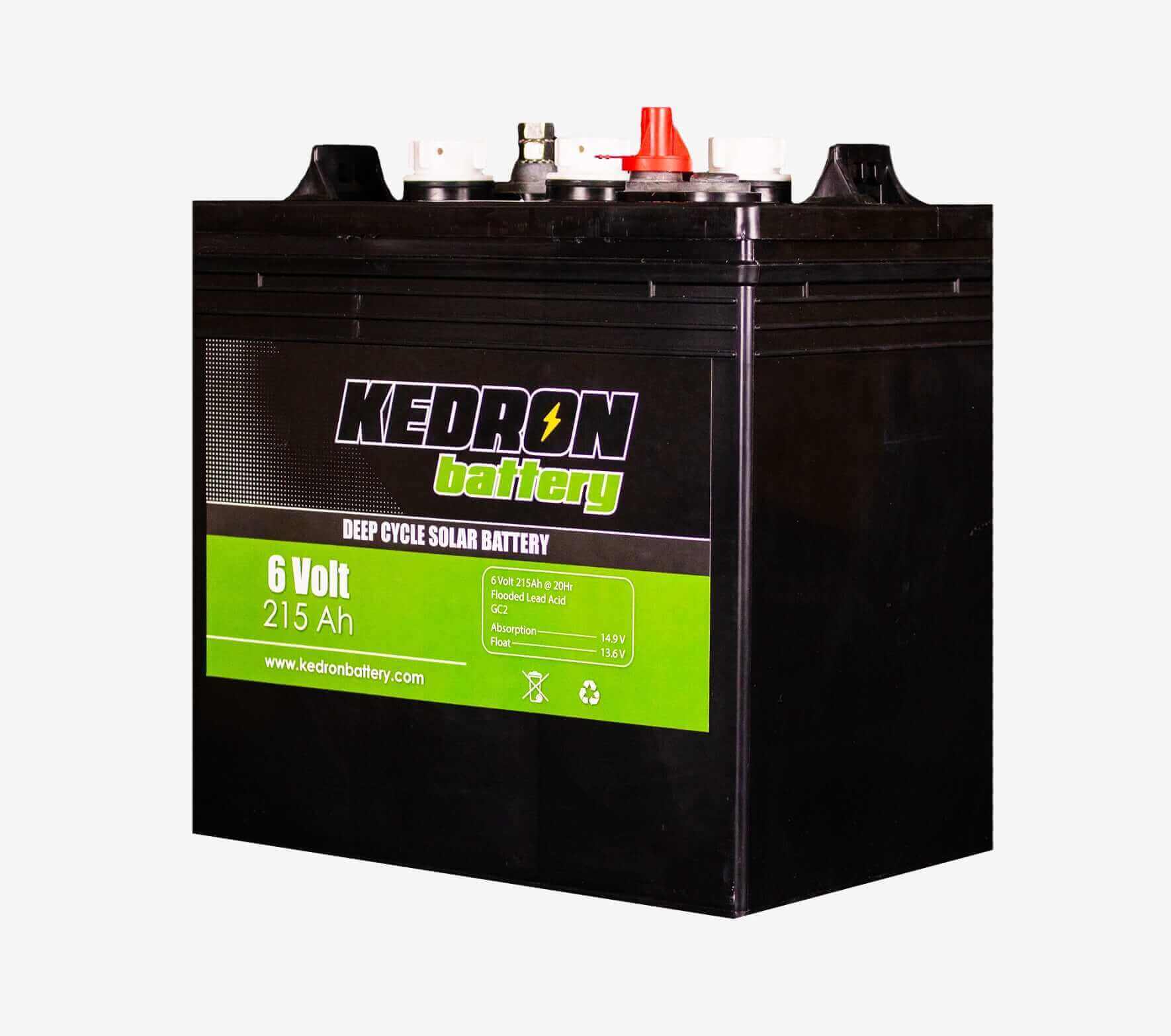 Kedron 6V 215AH GC2 Flooded Deep Cycle Battery from Cabin Depot for off-grid power systems.
