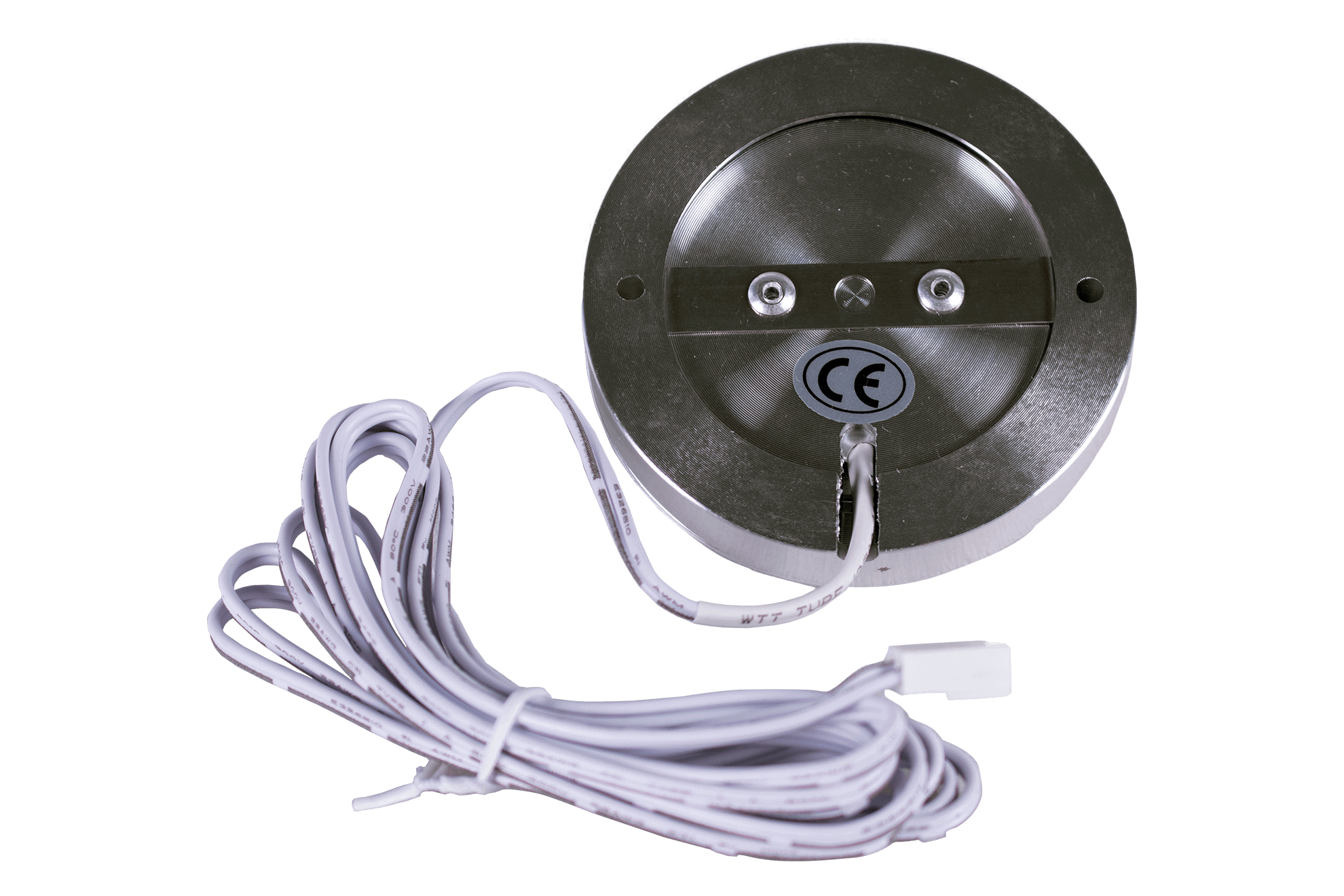Kedron 12V Circular Flush Light from Cabin Depot with cord, compatible with Kedron 12V Splitter Hub and AC adapter.