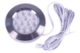 Kedron 12V Circular Flush Light from Cabin Depot with wiring, ideal for cabinet lighting. Compatible with Kedron 12V Splitter Hub & AC Adapter.