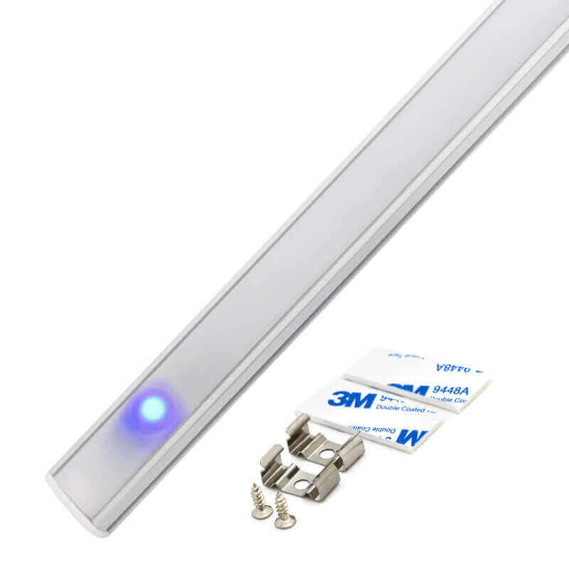 Kedron 12V 8W DC Strip Counter Light Touch from Cabin Depot with mounting accessories shown.