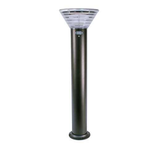 Kedron 90cm LED Solar Bollard Light with aluminum base and polycarbonate dome for pathways and gardens.