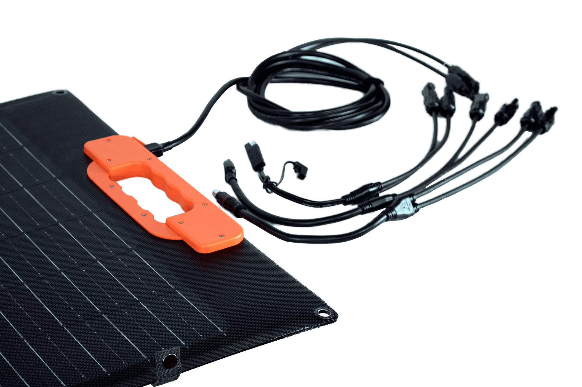 Kedron 100W Lightweight Folding Solar Panel Kit with connectors for solar generators, available at Cabin Depot.