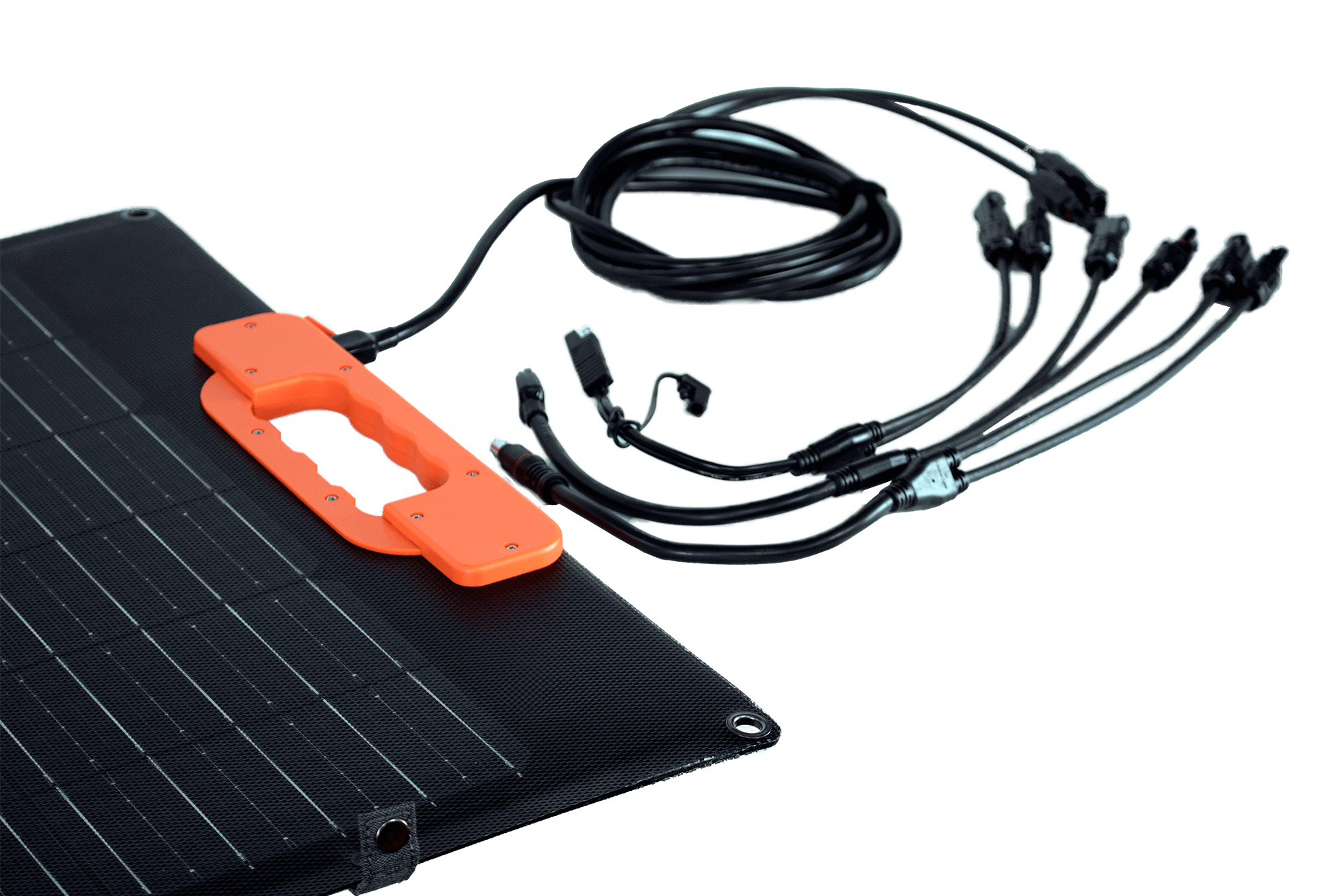 Kedron 100W Lightweight Folding Solar Panel Kit with connectors for solar generators, available at Cabin Depot.