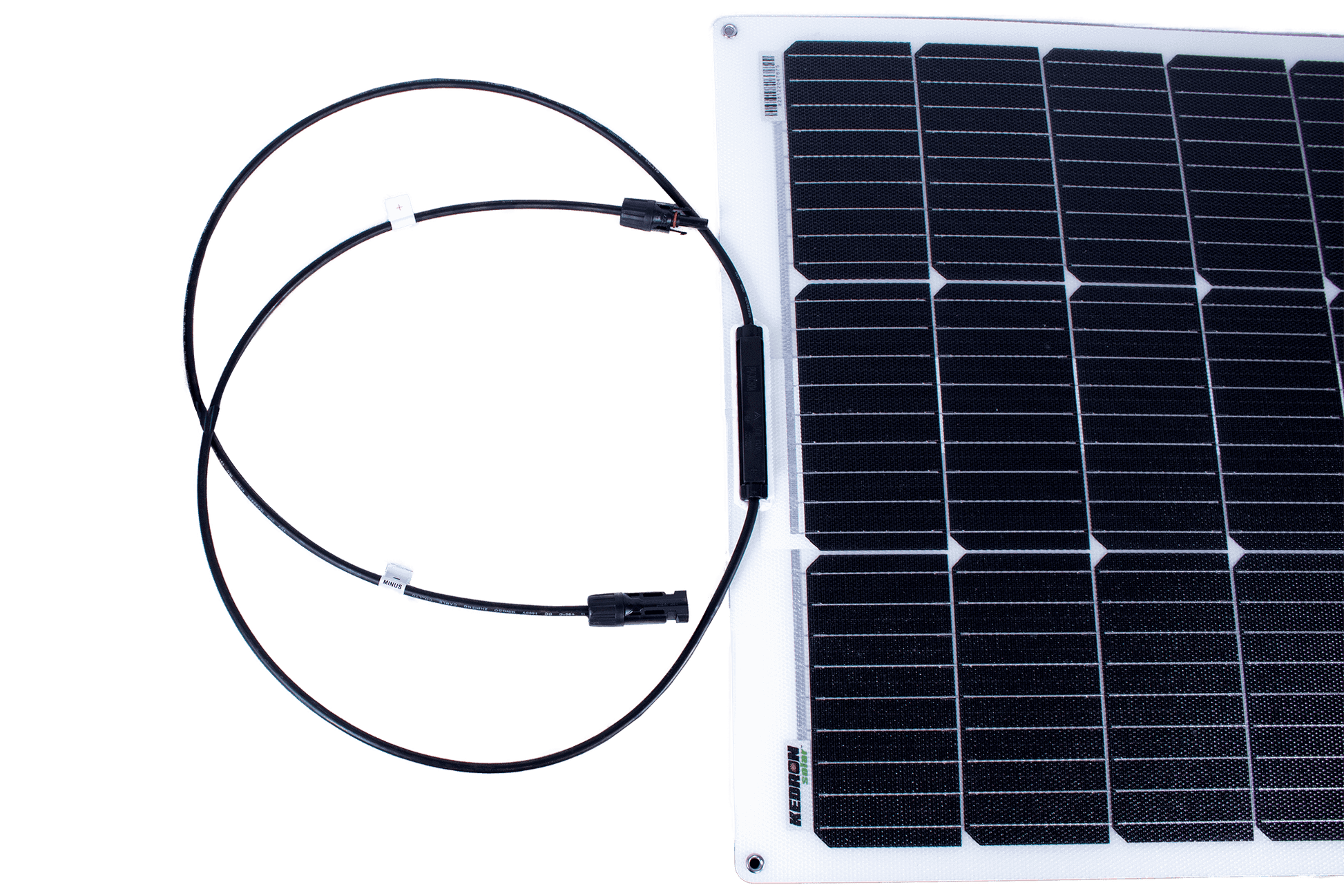 Kedron 100W Mono Semi-Flex Solar Panel from The Cabin Depot, ideal for RV roofs and boat decks with ETFE UV-resistant coating.