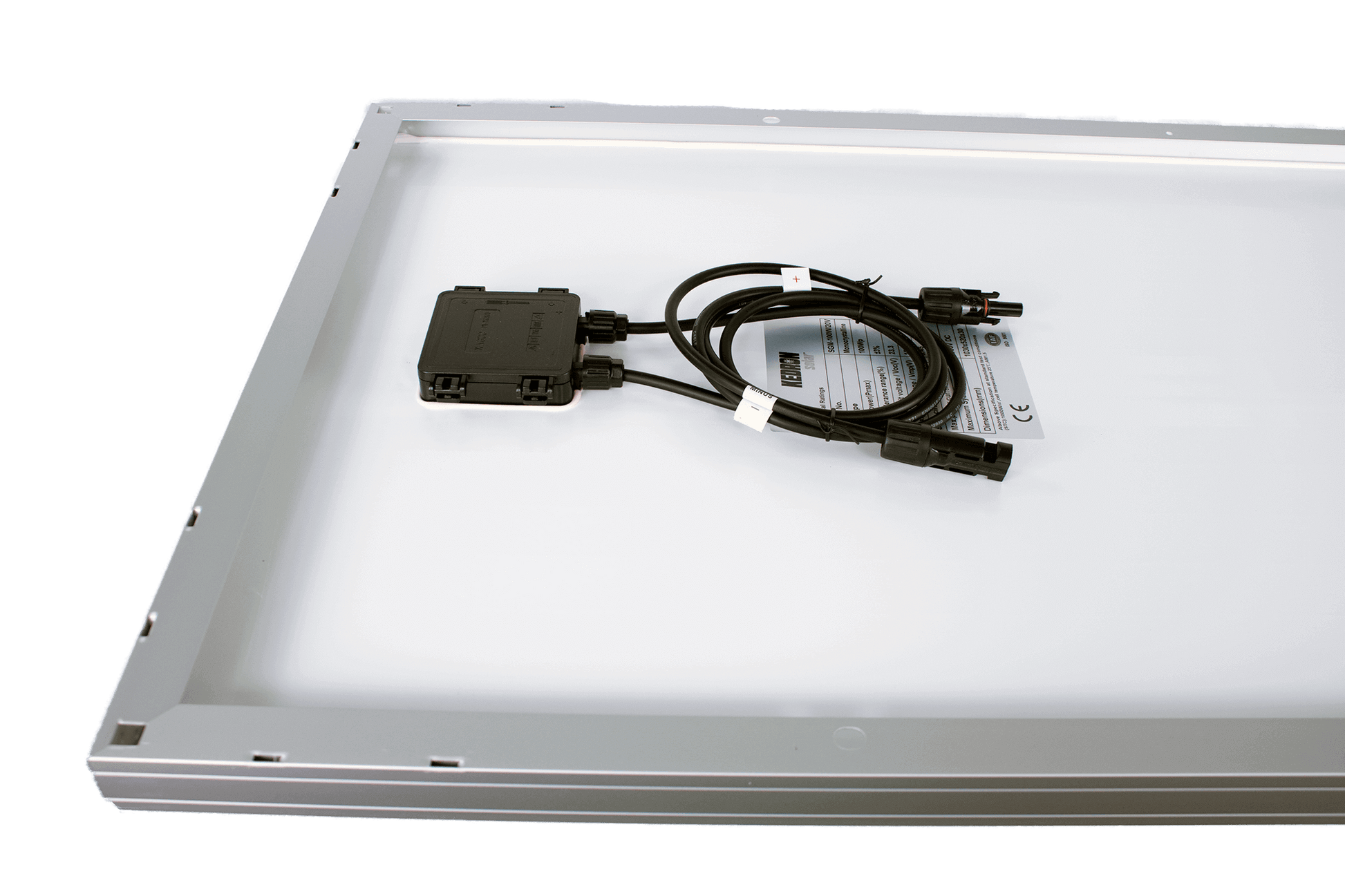 Back view of Kedron 100W Mono Solar Panel with waterproof MC4 connections, ideal for Cabin Depot installations.