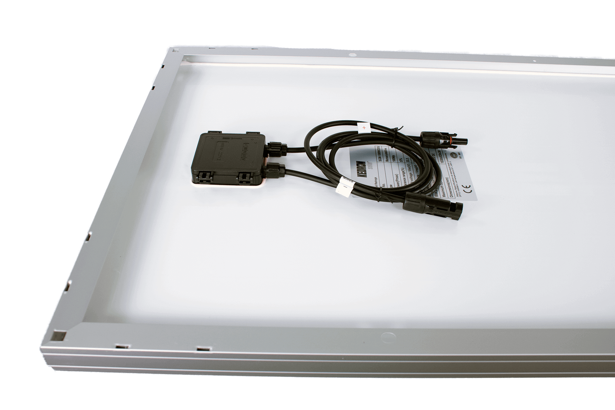 Back view of Kedron 100W Mono Solar Panel with waterproof MC4 connections, ideal for Cabin Depot installations.