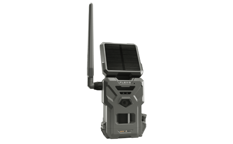 Spypoint Flex-S Cellular Trail Camera from Cabin Depot for remote wildlife monitoring with solar power and real-time updates.