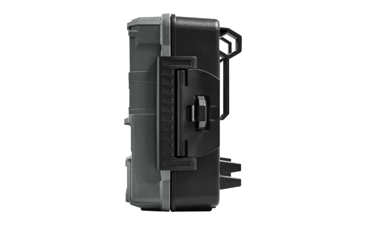 Side view of Spypoint FORCE-48 Trail Camera showcasing durable design and weather-resistant casing for outdoor use.