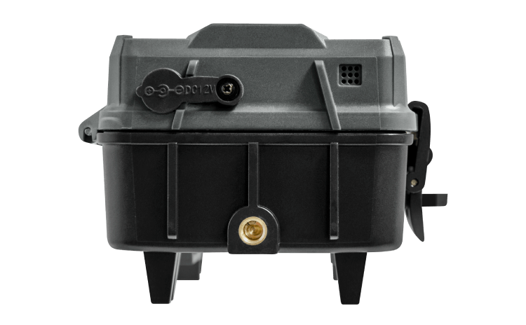 Rear view of Spypoint FORCE-48 Trail Camera showcasing the robust casing and configuration screen access.