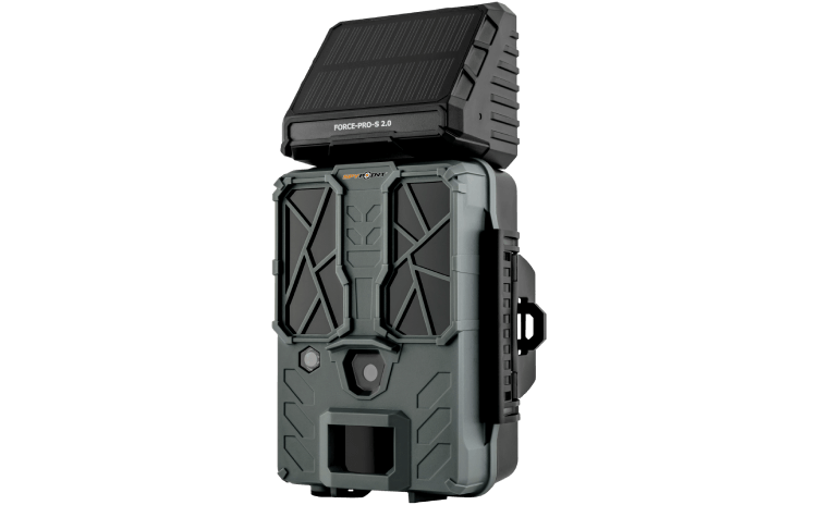 Spypoint Force-Pro 2.0 Solar Trail Camera at Cabin Depot, featuring solar power and 4K image capture for efficient trail monitoring.