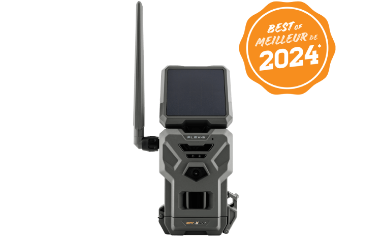 Spypoint Flex-S Cellular Trail Camera for wildlife monitoring, available at Cabin Depot, Best of 2024 award winner.