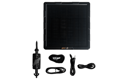 Spypoint SPLB-10 Lithium Battery Solar Panel with accessories for sustainable outdoor power from Cabin Depot.