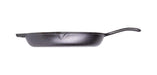 Lodge 12" Chef Collection Skillet with ergonomic handle and pour spout, ideal for superior heat retention and versatile cooking.