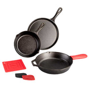 Lodge Skillet Set 6 Piece from Cabin Depot, includes seasoned cast iron skillets for versatile cooking, crafted in USA with natural vegetable oil.
