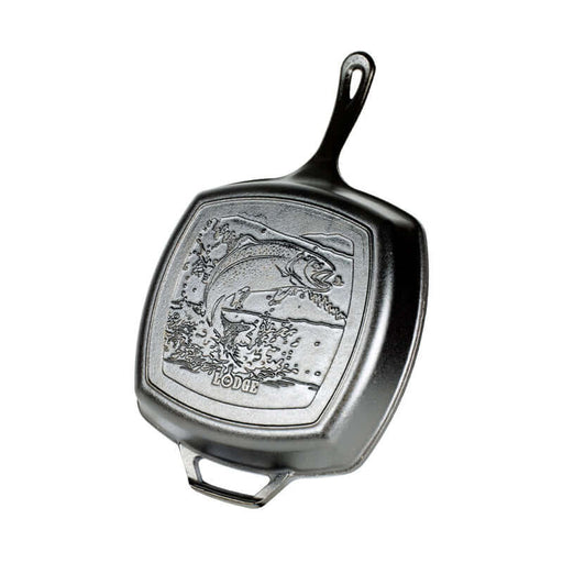 Lodge - Wildlife Series - 10.5 Inch Square Cast Iron Grill Pan with Fish Scene