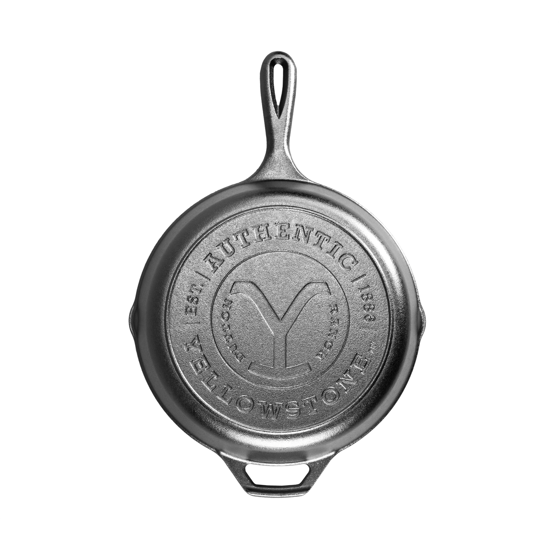 Lodge 10.25" Yellowstone Cast Iron Skillet with Dutton Ranch Y design, perfect collectible from Cabin Depot