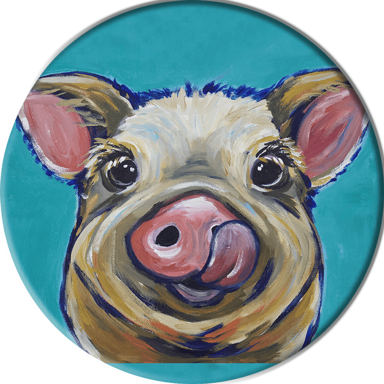 Colorful pig magnet with humorous design, perfect for home or cabin decor. Made in USA. Available at Cabin Depot.