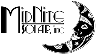Smiling crescent moon with stars logo for MidNite Solar's Whiz Bang Jr current sense module, available at Cabin Depot.