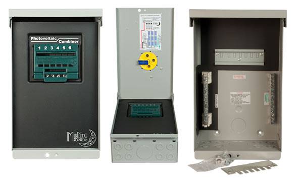 MidNite DISCO MNPV6 PV Combiner Box, solar enclosure only, breakers sold separately, supports multiple configurations, Cabin Depot