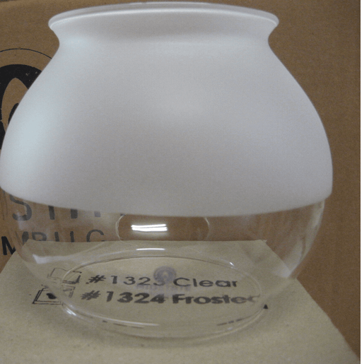 MidState 1/2 Frosted Gas Light Globe #1324 for Model 450 Indoor Gas Light, shown against packaging, ideal for home lighting.