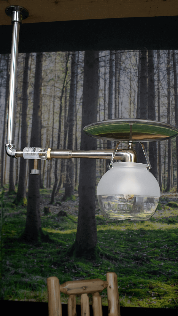 Midstate Model 450 Propane Lamp - Ceiling Mount, available at Cabin Depot, offering adjustable brightness for indoor use.