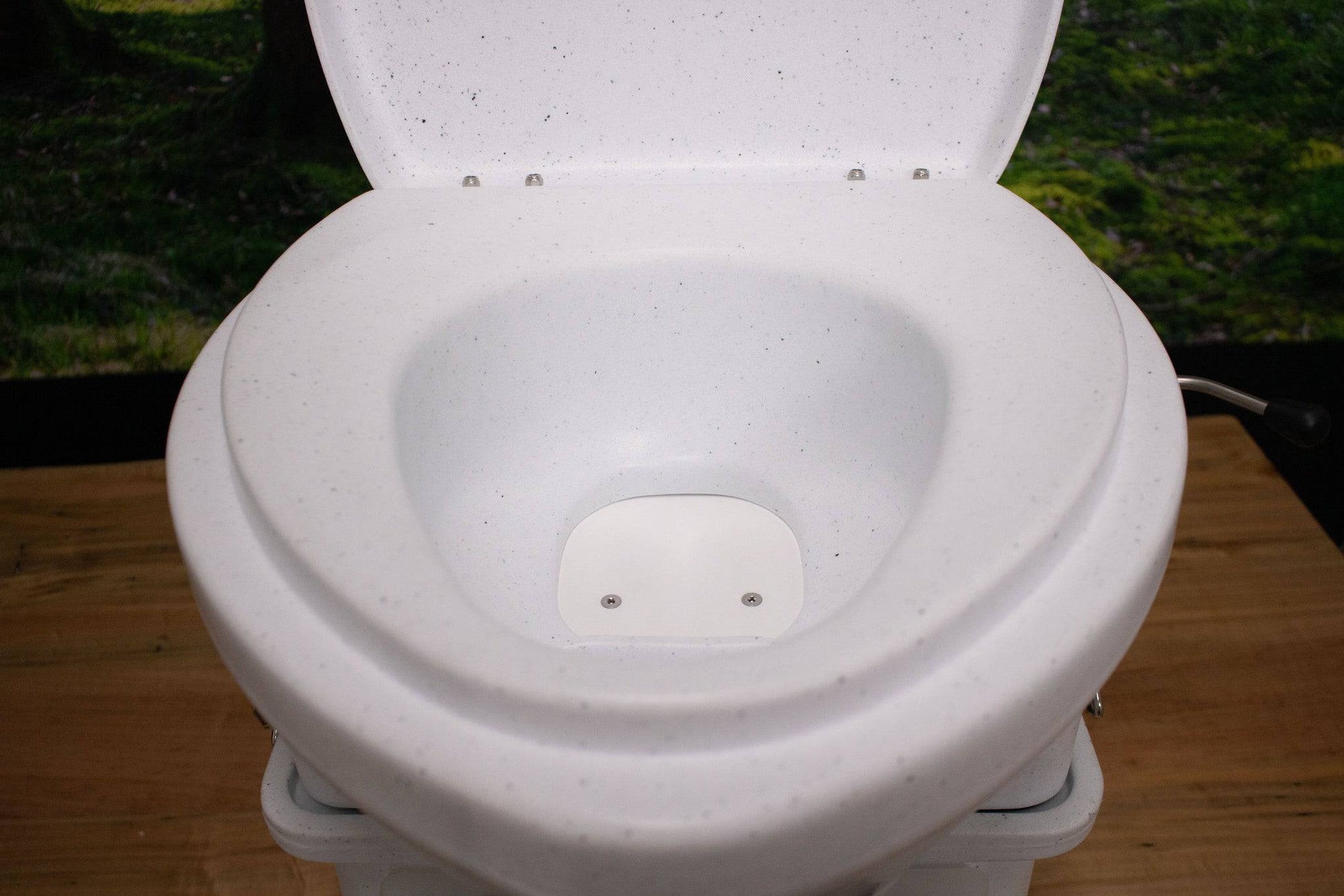 Nature's Head Composting Toilet with Foot Spider Handle, available at Cabin Depot. Ideal for eco-friendly, off-grid solutions.