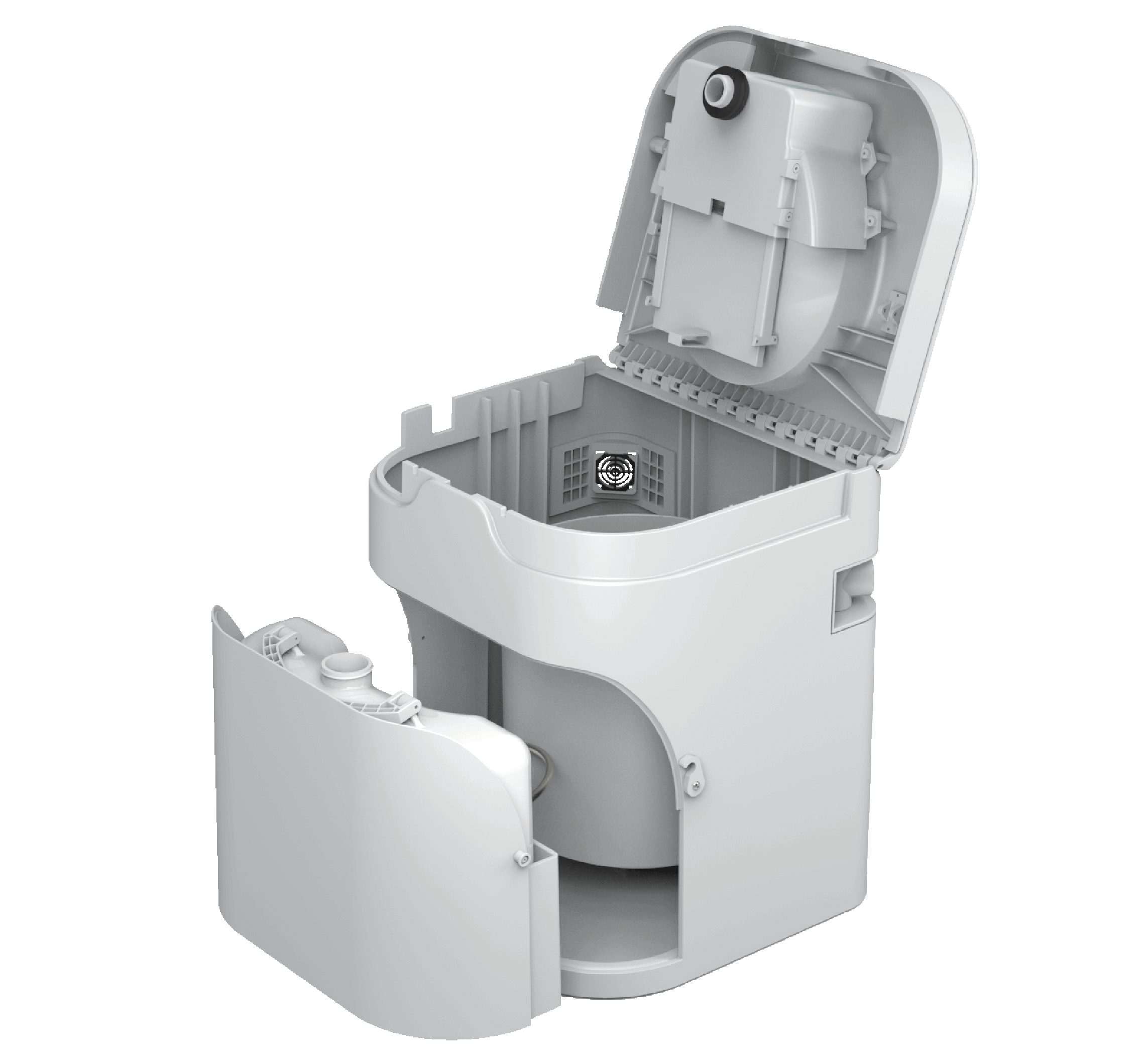OGO Composting Toilet - White, available at Cabin Depot, ideal for Sprinter vans, tiny homes, and more. Made in USA, free shipping in Canada.