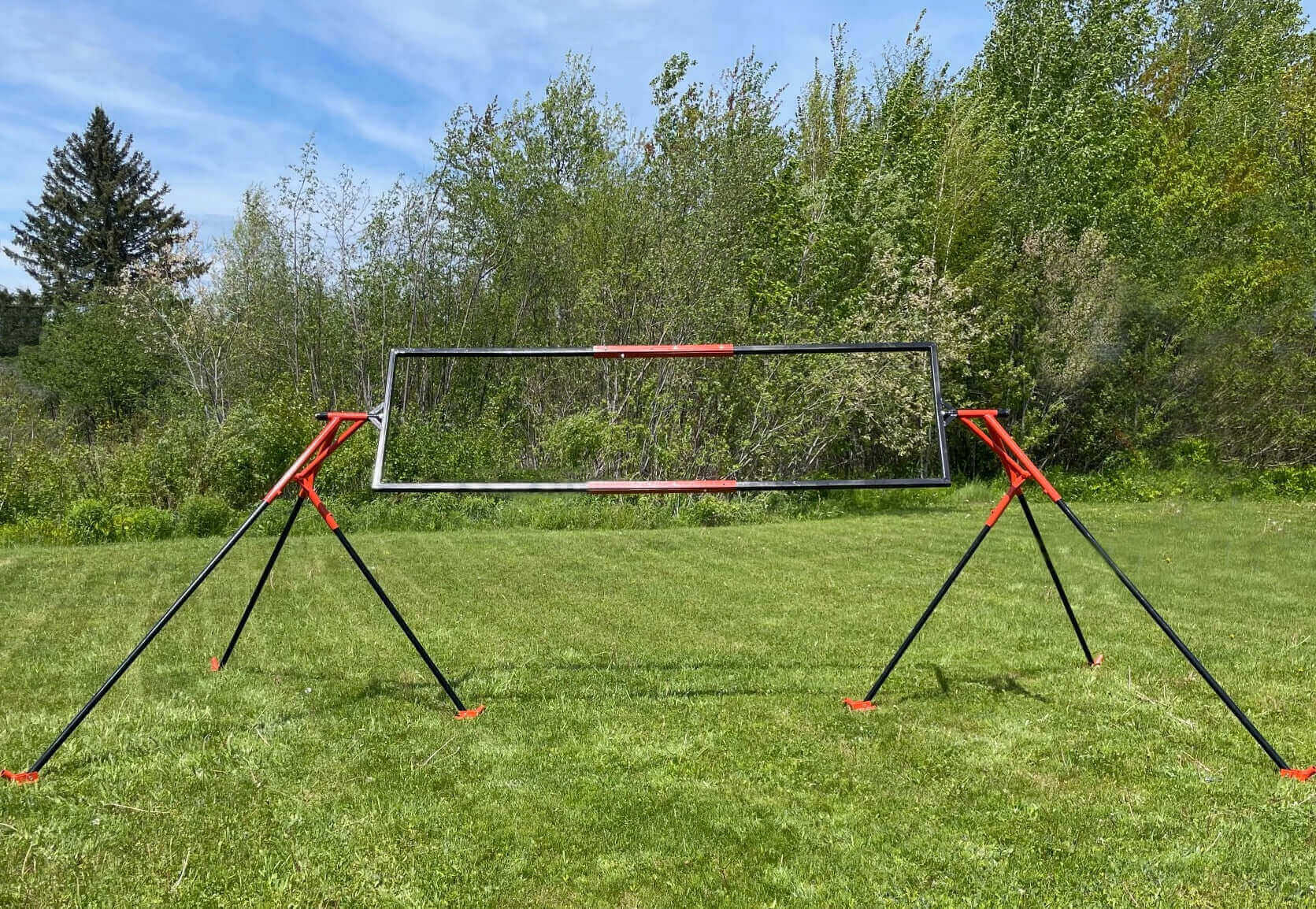 Trifecta 3-Panel Ground Mount Kit by Cabin Depot, adjustable steel construction, ideal for easy installation without concrete, outdoors.