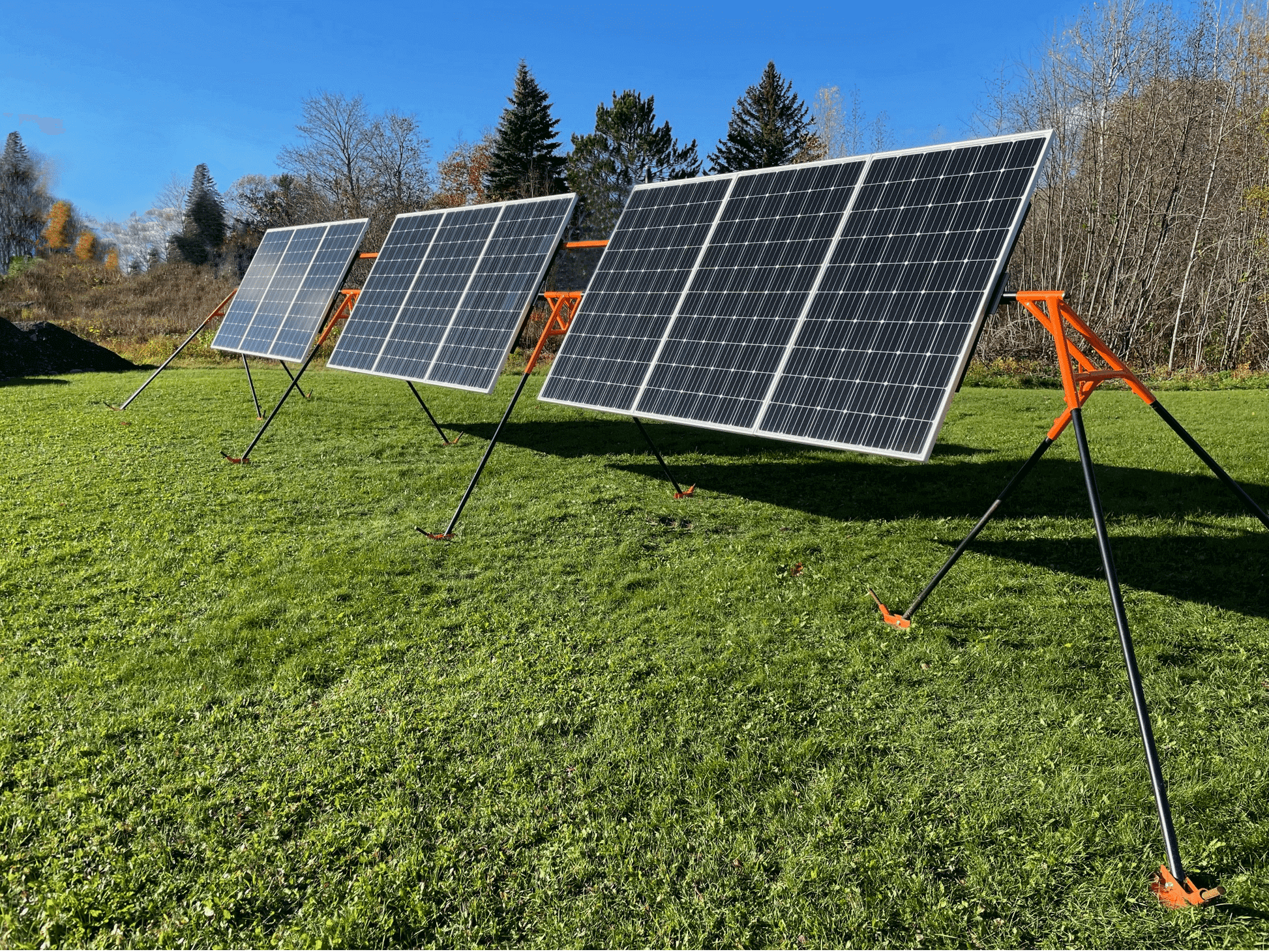 Trifecta 9-Panel Ground Mount Solar Kit by Cabin Depot - 2700W bundle with adjustable tilting, ideal for off-grid solutions.