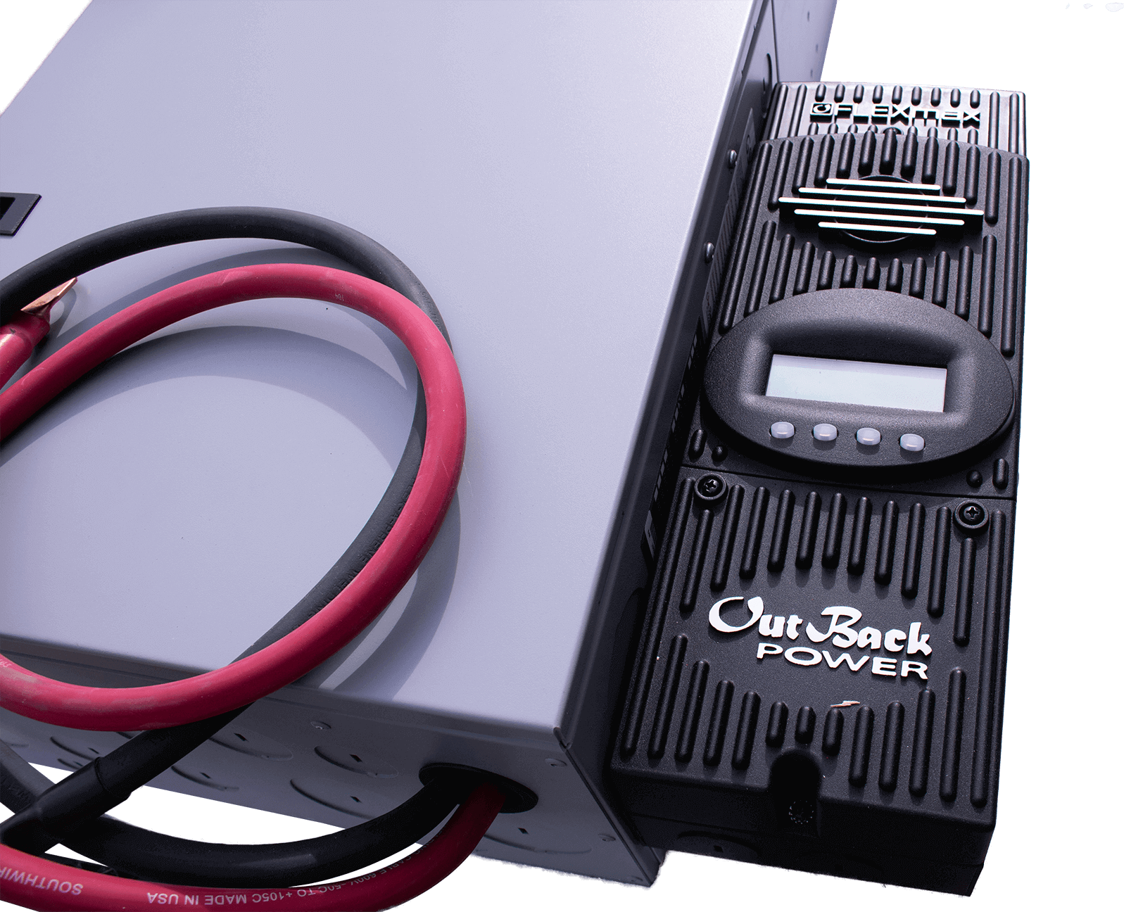 Outback 8000 Watt FLEXpower Radian Pre-Wired System with GS8048A-01 Inverter, available at Cabin Depot for fast and flexible installation.