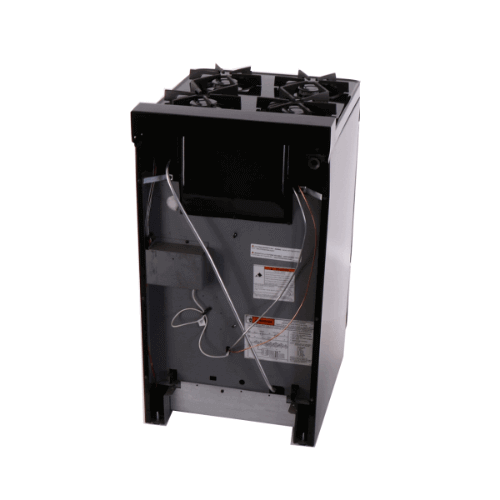 Back view of Premier 20" Battery Spark Off-Grid Gas Range in black, featuring sealed burners, available at Cabin Depot - Model BHK5X0BP