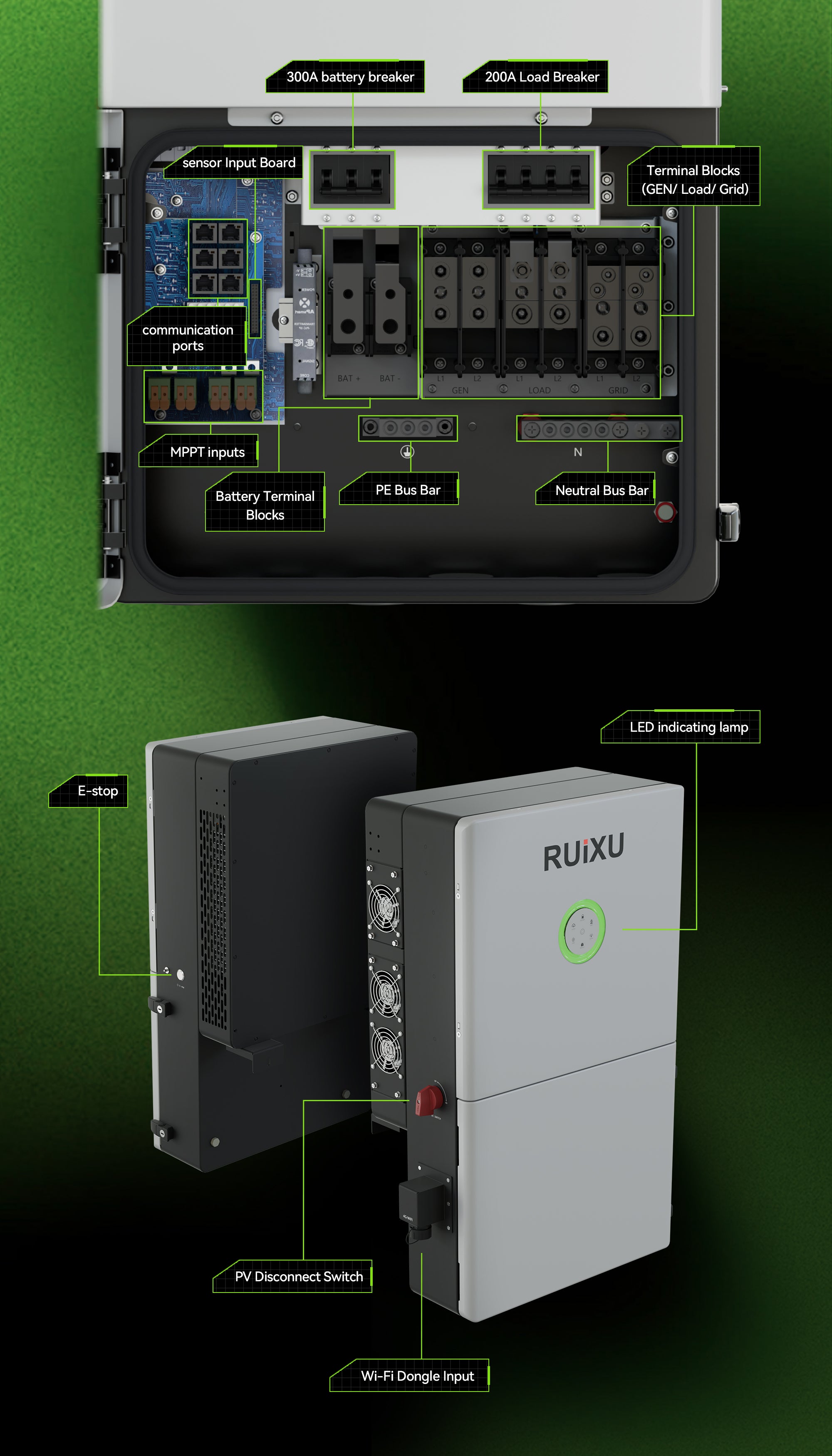 RUiXU RX-12K 17.1KW PV Hybrid Inverter - The Cabin Depot