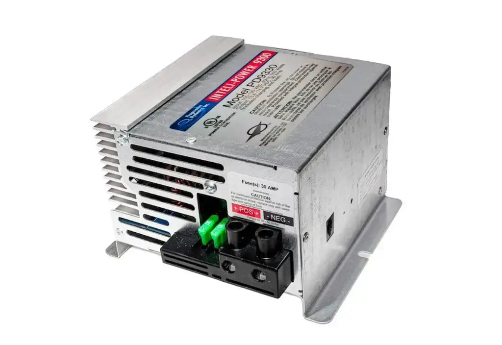 Progressive Dynamics 9300 Series 12V 30A Converter Charger at Cabin Depot, compatible with FLA, AGM, LiFePO4 batteries.