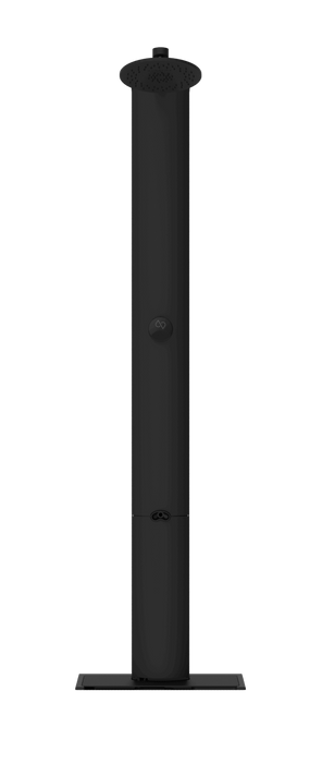 Rainstick Shower system in matte black, energy-saving with smart home connection, ideal for modern bathroom upgrades.